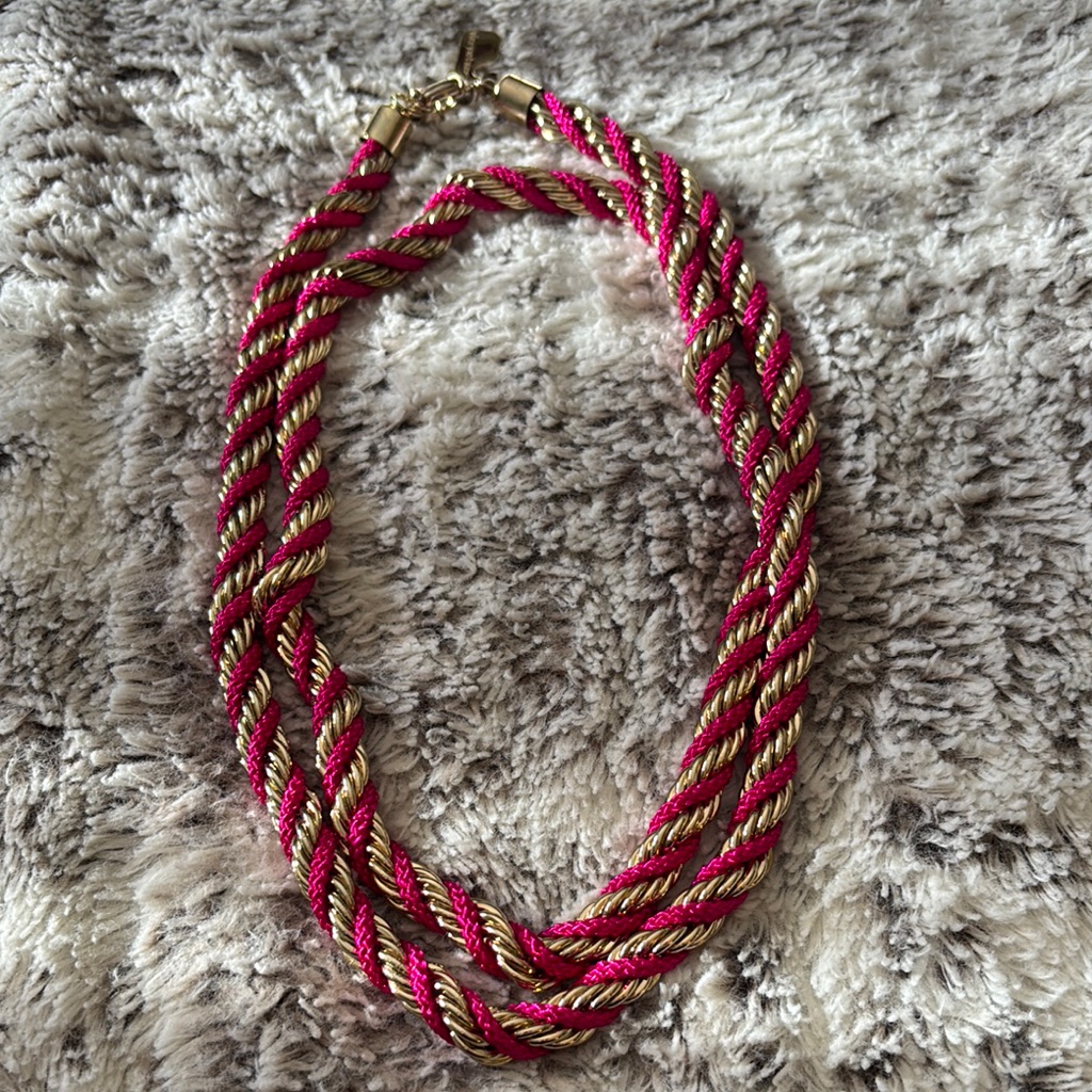 Vineyard Vines Chic Pink And Gold Twisted Necklace